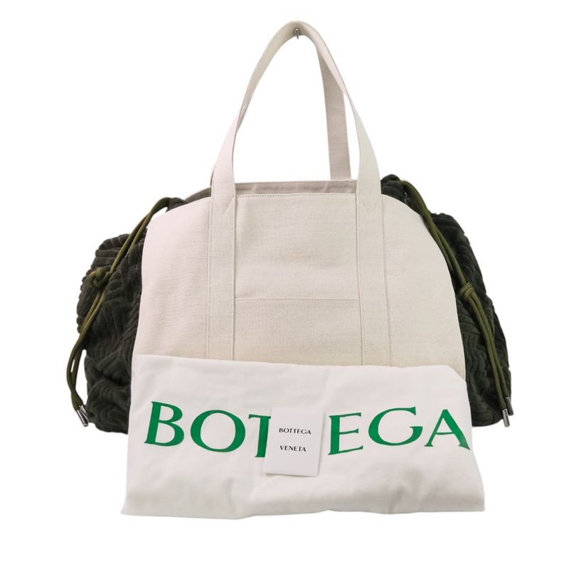 Bottega Veneta Canvas Mix Jacquard Travel Bag Boston Bag Green Men