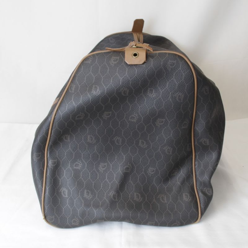 Christian Dior Honeycomb Boston Bag Canvas Leather Unisex Brown Travel