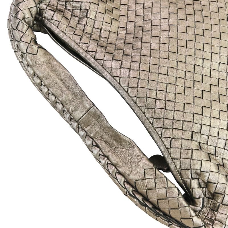 Bottega Veneta Intrecciato Leather Hobo One Shoulder Bag Metallic
