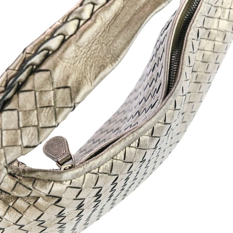 Bottega Veneta Intrecciato Leather Hobo One Shoulder Bag Metallic