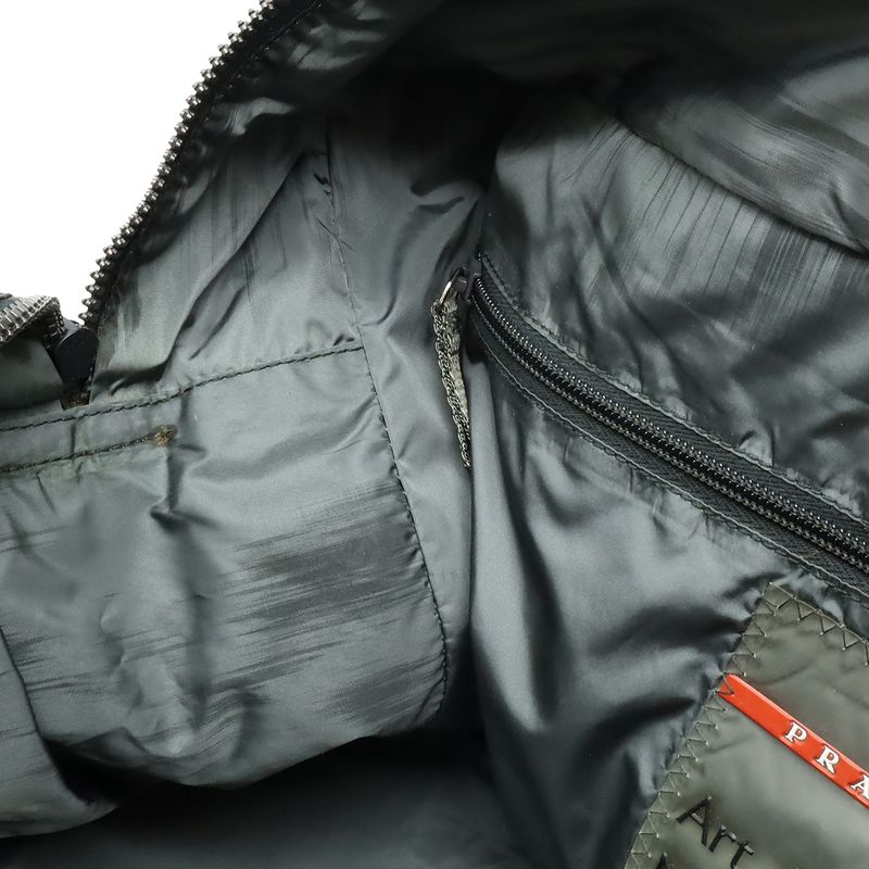Prada Sport Line Boston Bag Travel Purse Travel Bag Nylon Nero Black Gray 4 V0369