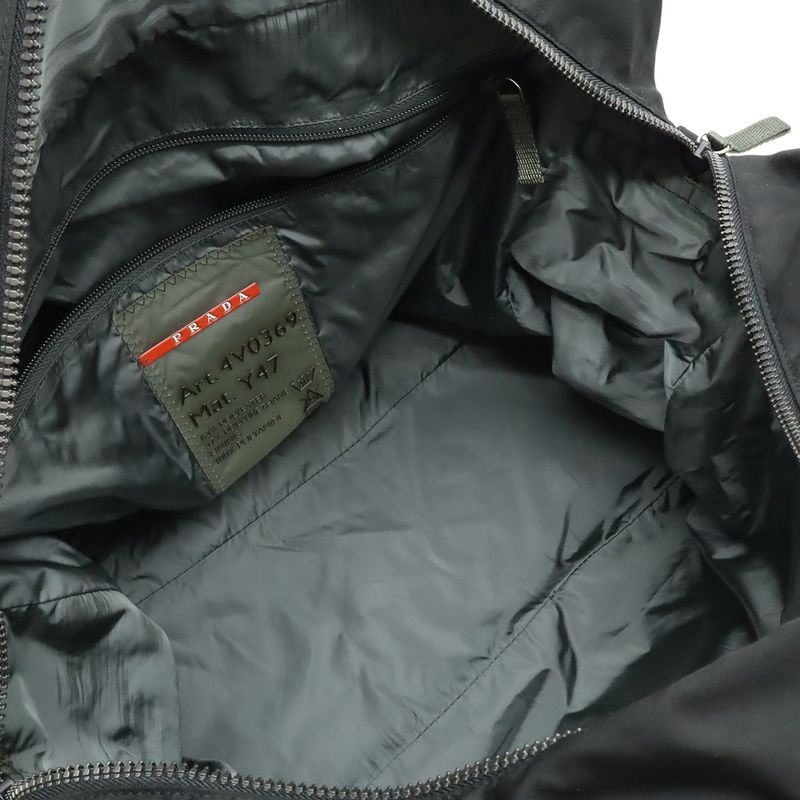 Prada Sport Line Boston Bag Travel Purse Travel Bag Nylon Nero Black Gray 4 V0369