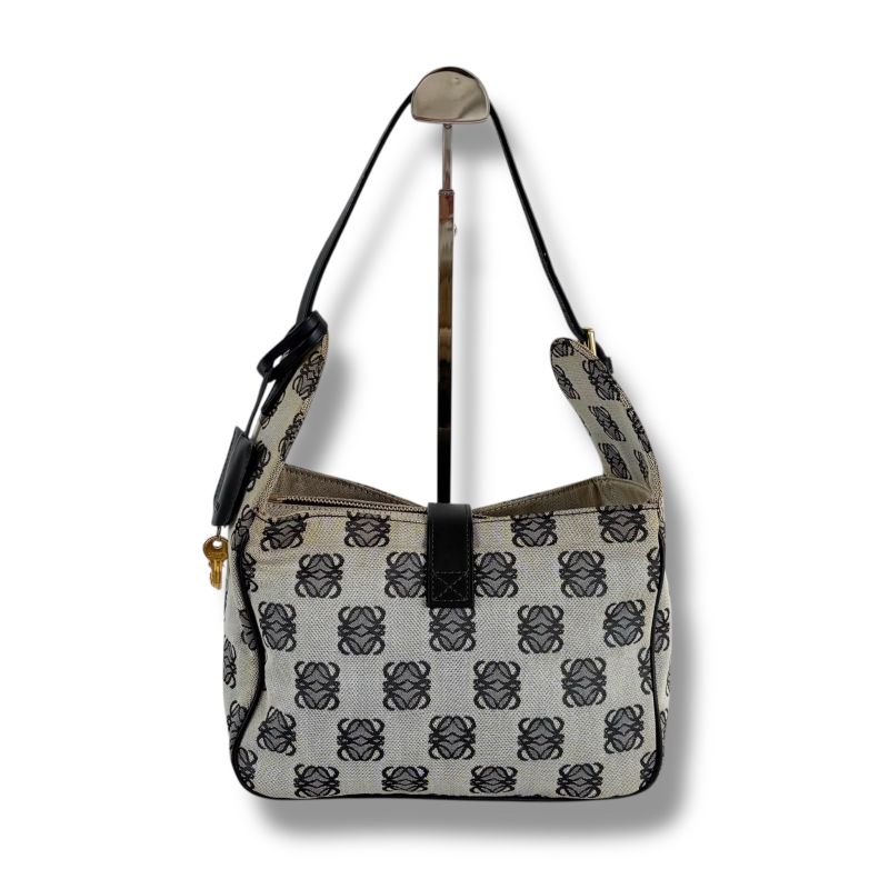 Loewe Repeat Anagram Logo One Shoulder Bag Navy Dark Blue Hobo Soho