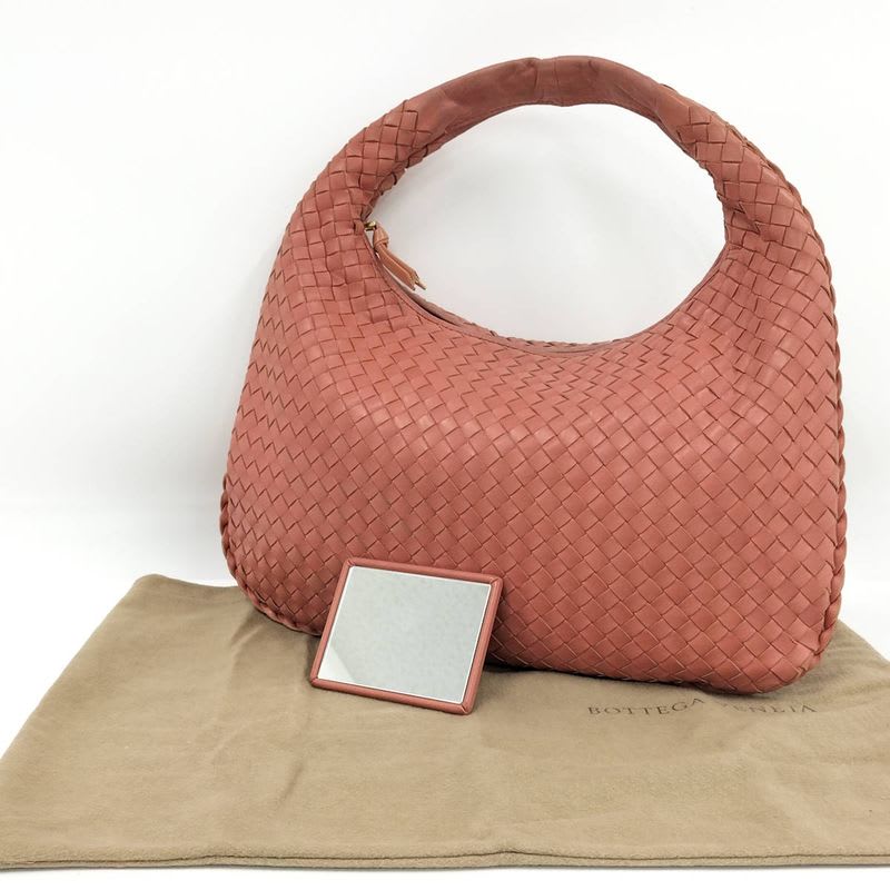 Bottega Veneta One Shoulder Bag Handbag Intrecciato Hobo Leather Pink