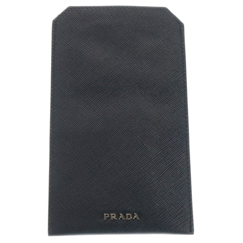 Prada Sapphire Leather Travel Case Card Case Black 2 Zh004