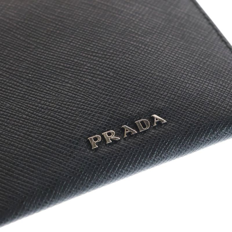 Prada Sapphire Leather Travel Case Card Case Black 2 Zh004