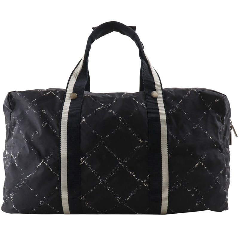 Chanel Travel Line Nylon Canvas Black Women's Boston Bag