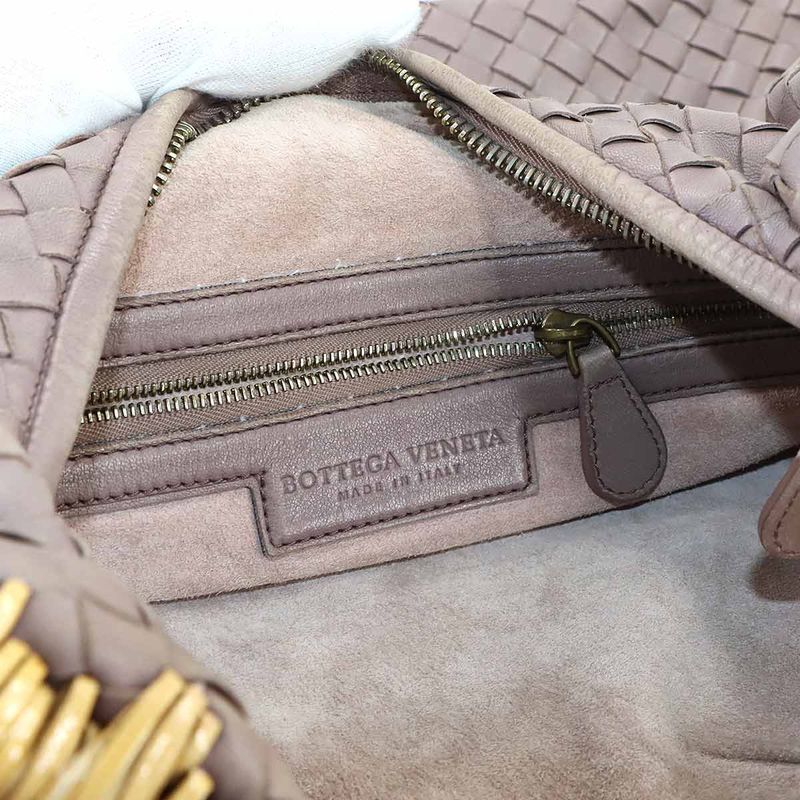 Bottega Veneta Intrecciato Hobo One Shoulder Bag Leather Purple Silver Hardware