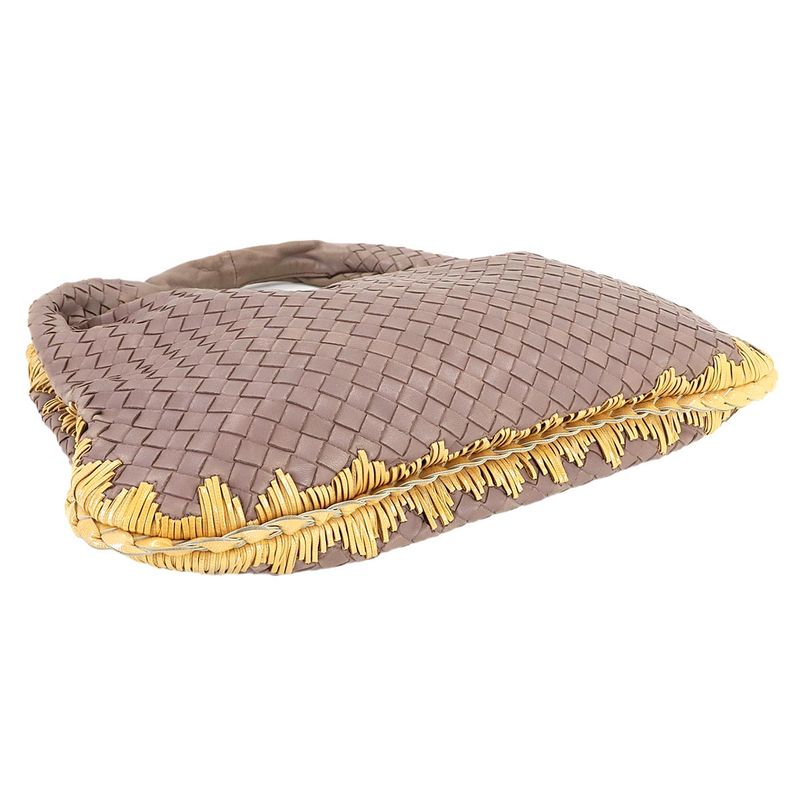 Bottega Veneta Intrecciato Hobo One Shoulder Bag Leather Purple Silver Hardware