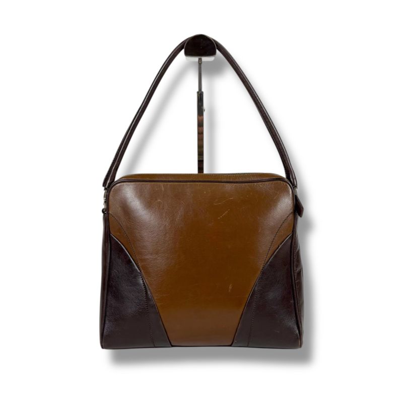 Prada One Shoulder Bag Brown Leather Hobo Bag Vintage