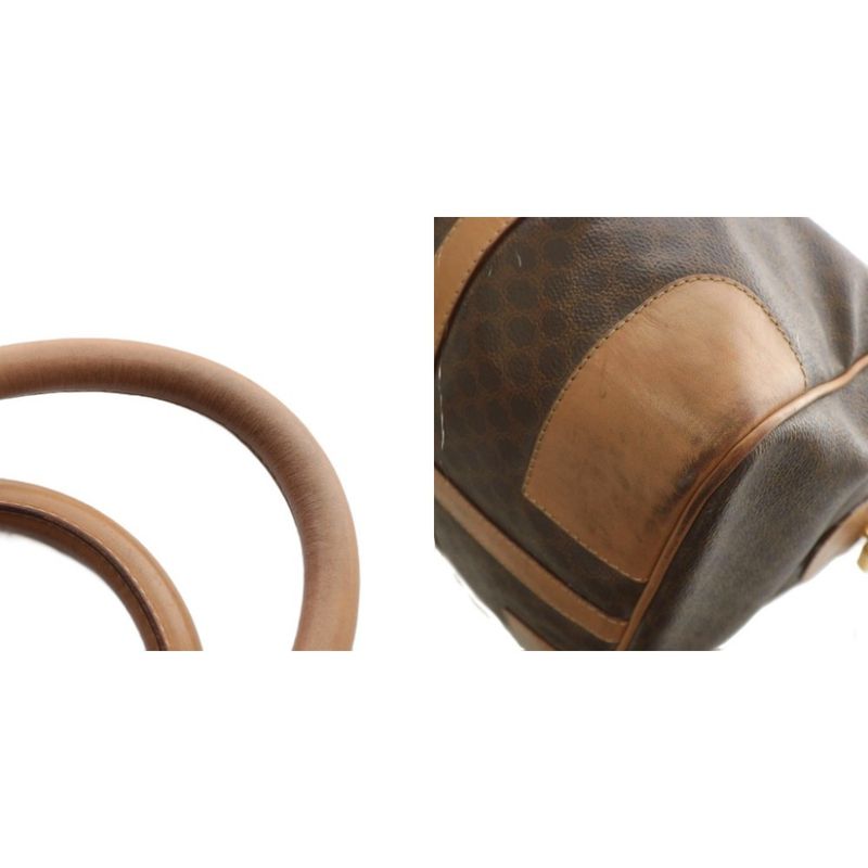 Celine Boston Bag Travel Purse Leather Macadam Pattern All Over