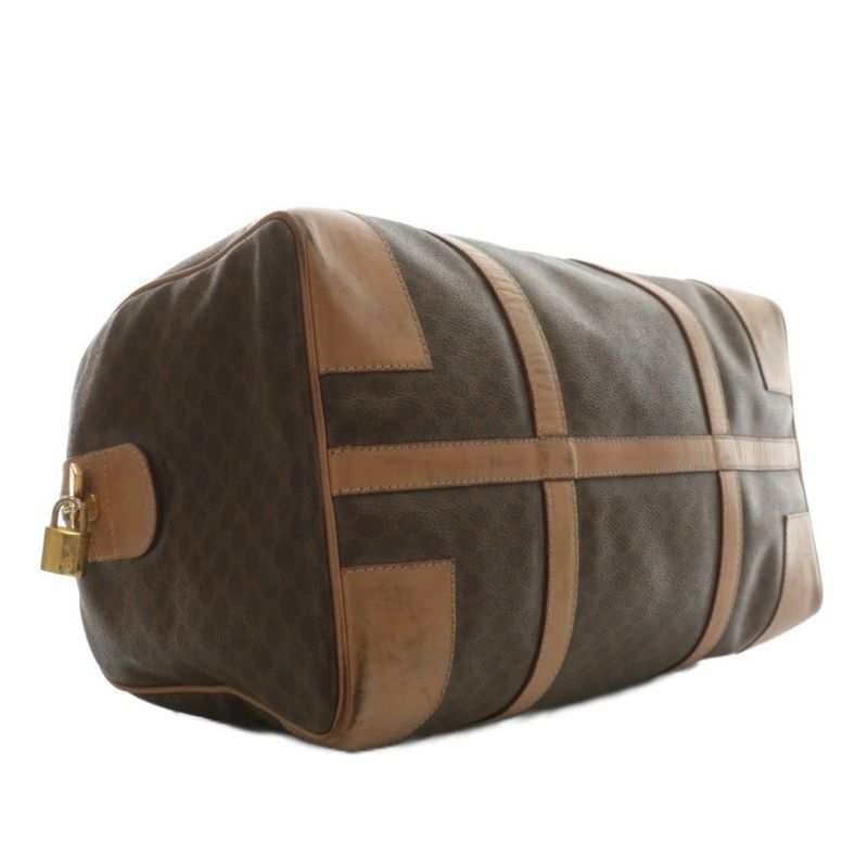 Celine Boston Bag Travel Purse Leather Macadam Pattern All Over