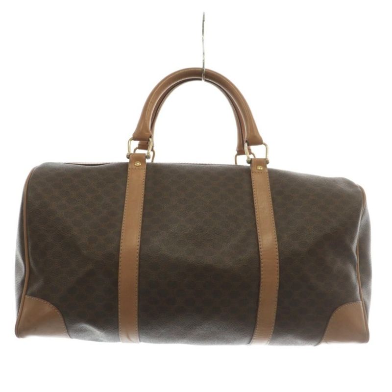 Celine Boston Bag Travel Purse Leather Macadam Pattern All Over