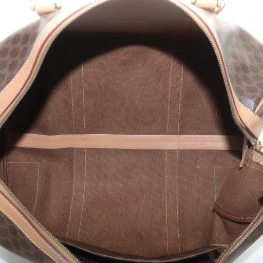 Celine Boston Bag Travel Purse Leather Macadam Pattern All Over