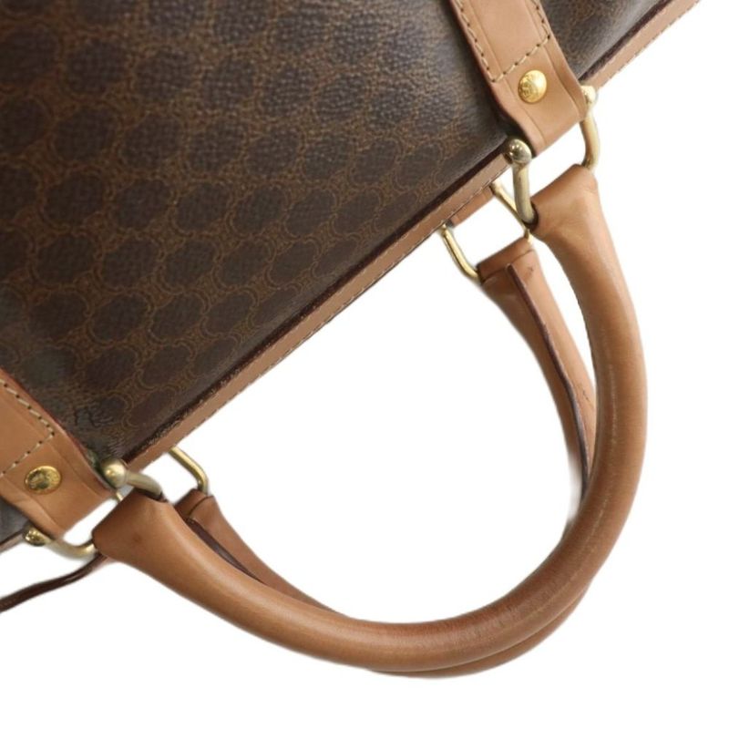 Celine Boston Bag Travel Purse Leather Macadam Pattern All Over