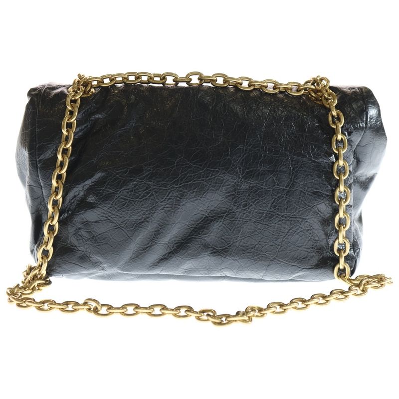 Balenciaga Monaco Chain Shoulder Bag Black Leather