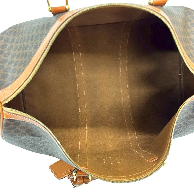 Celine Vintage Macadam Blason Pattern Leather Boston Bag Travel