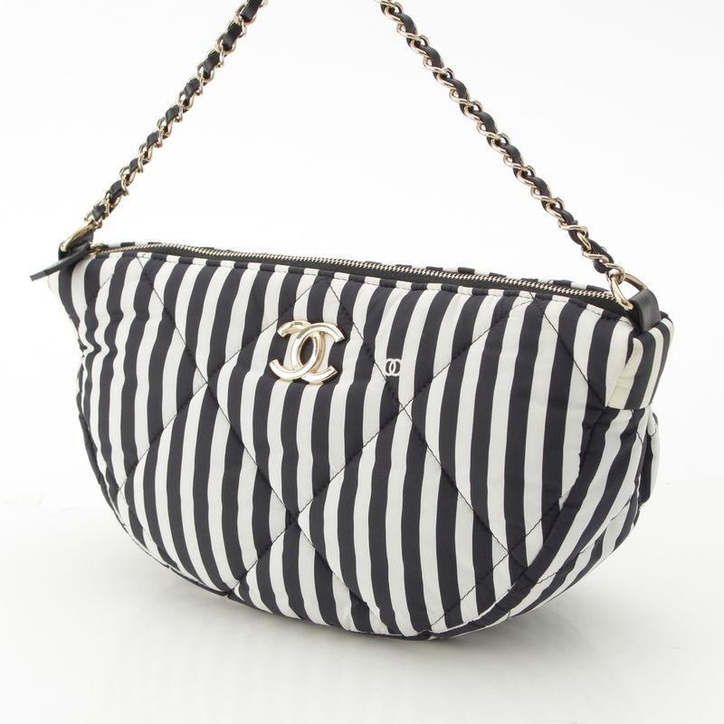 Chanel Cocobeach Large Hobo Striped One Shoulder Handbag Pouch