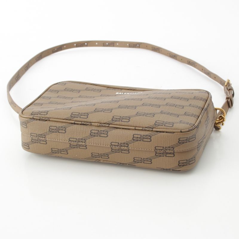 Balenciaga BB Monogram Camera Shoulder Bag Brown