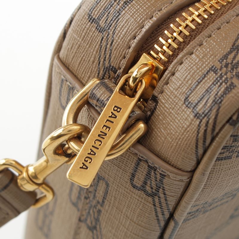 Balenciaga BB Monogram Camera Shoulder Bag Brown