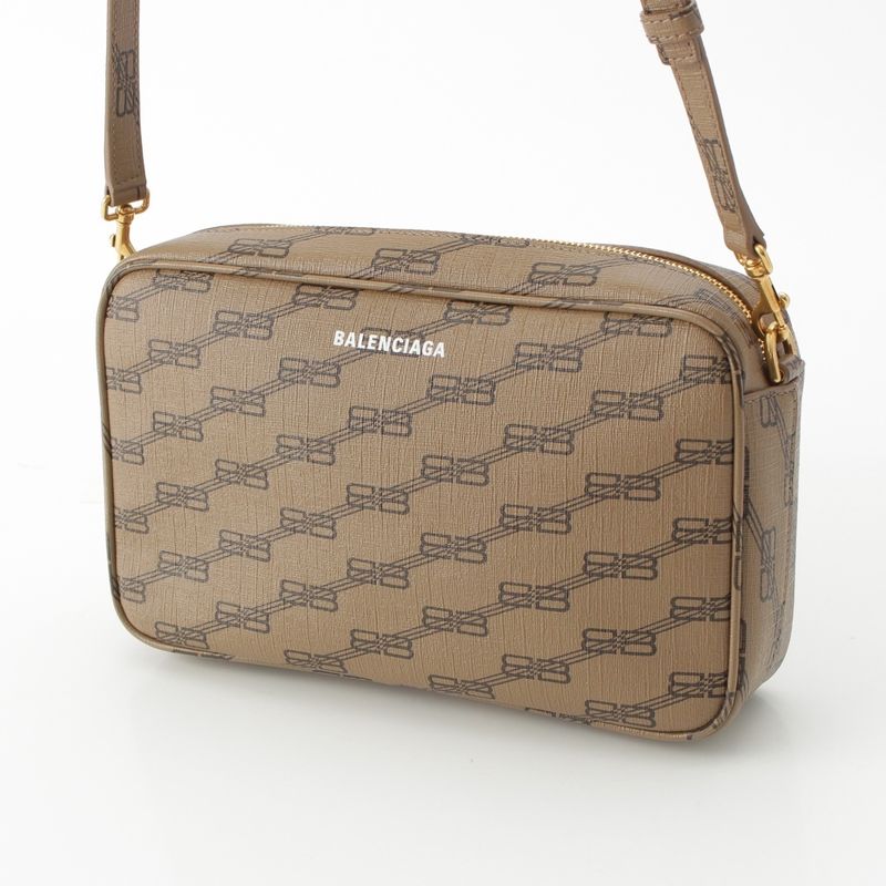 Balenciaga BB Monogram Camera Shoulder Bag Brown