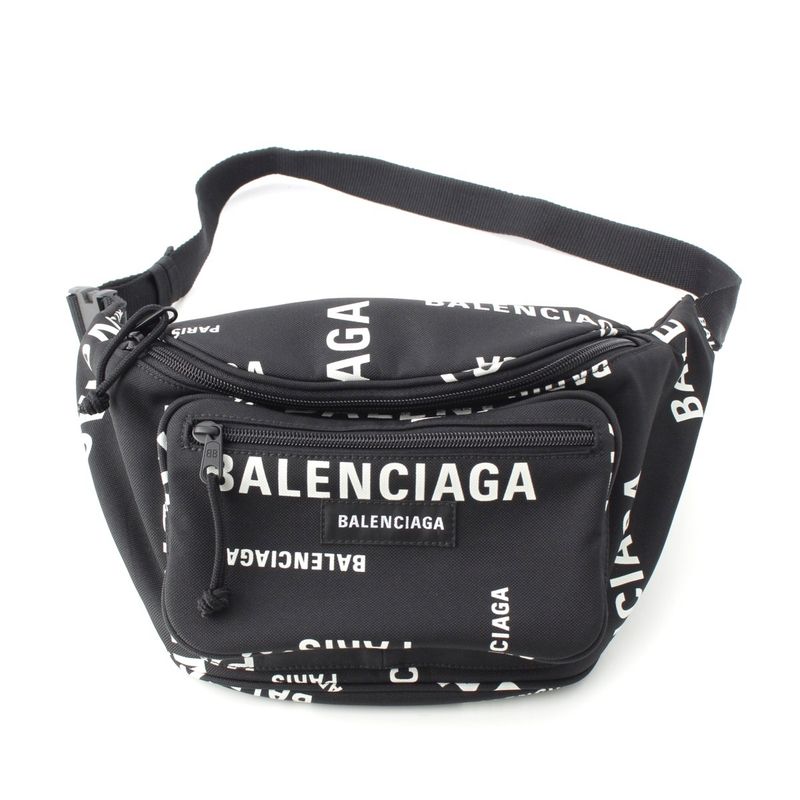 Balenciaga Explorer Logo Print Body Bag Black White