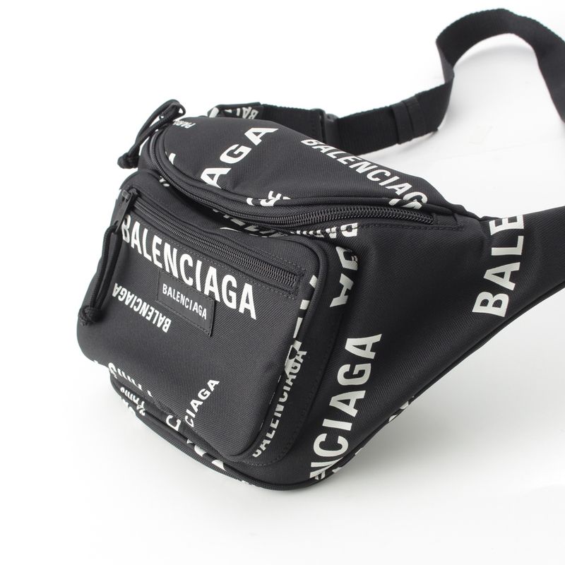 Balenciaga Explorer Logo Print Body Bag Black White
