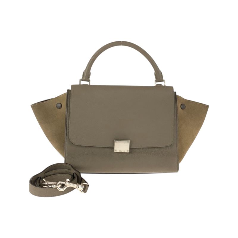 Celine Travelers Grey Silver Leather CU Shoulder Bag