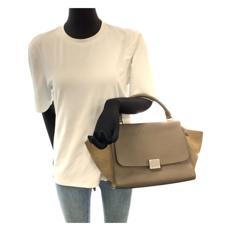 Celine Travelers Grey Silver Leather CU Shoulder Bag