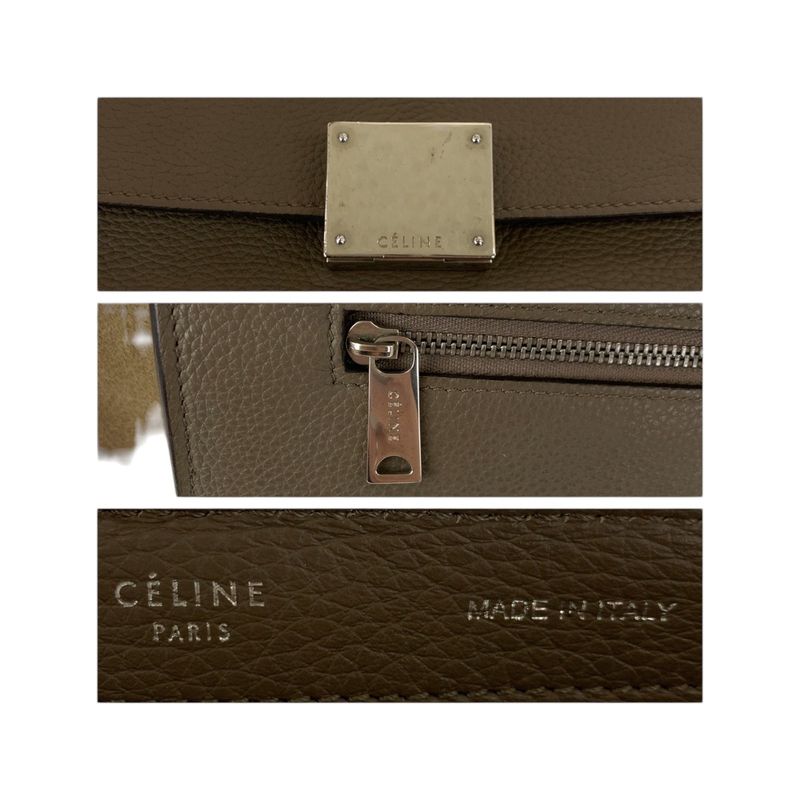 Celine Travelers Grey Silver Leather CU Shoulder Bag