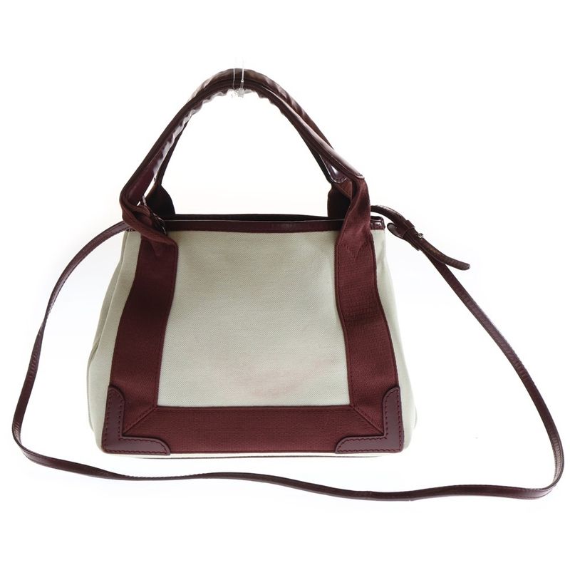 Balenciaga Navy Cabas 2-Way Canvas Shoulder Bag Ivory