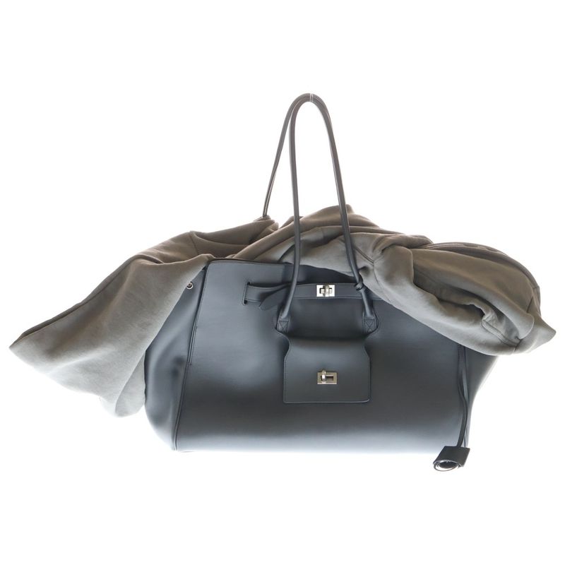Balenciaga Bel Air Large Hoodie Docking Leather Travel Bag Gray