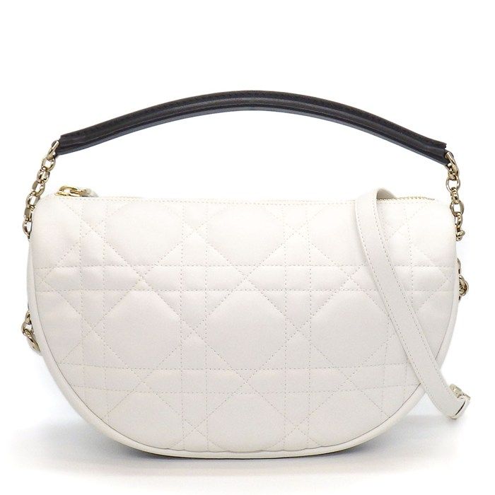 Dior Shoulder Bag Vibe Hobo White Black Cannage Lambskin Gold