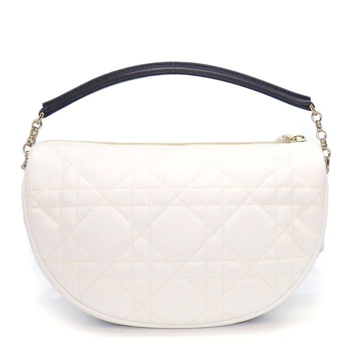 Dior Shoulder Bag Vibe Hobo White Black Cannage Lambskin Gold