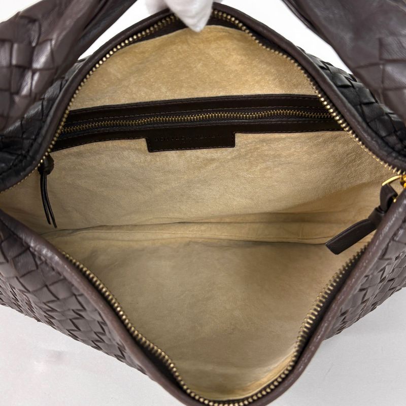 Bottega Veneta Intrecciato Shoulder Bag Hobo Leather Brown