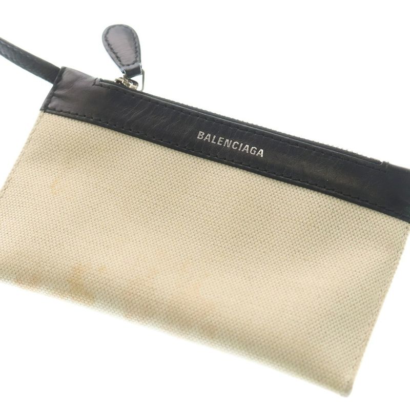 Balenciaga 2-Way Shoulder Bag Mini Tote Black Ivory Canvas X