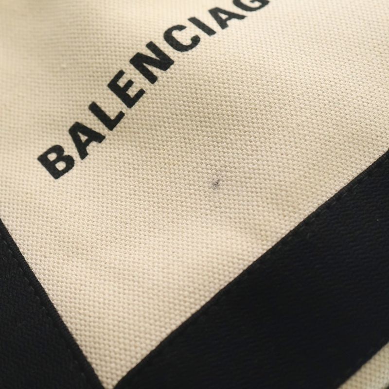 Balenciaga 2-Way Shoulder Bag Mini Tote Black Ivory Canvas X
