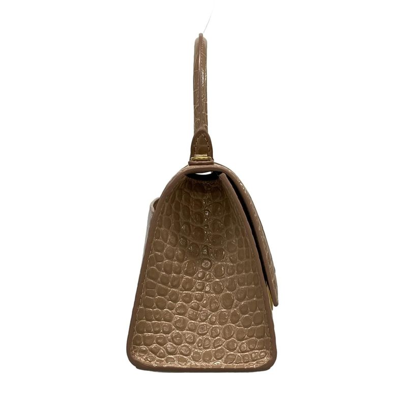 Balenciaga Handbag Hourglass Top Handle Small Pink Beige Shape Pressed