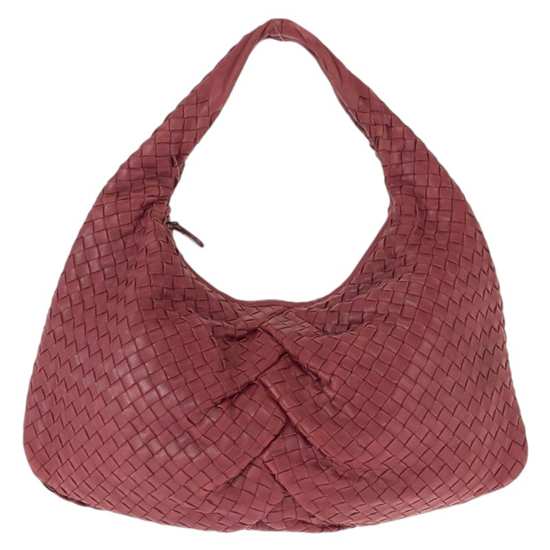 Bottega Veneta Intrecciato Hobo Wine Red Bold Gold Leather