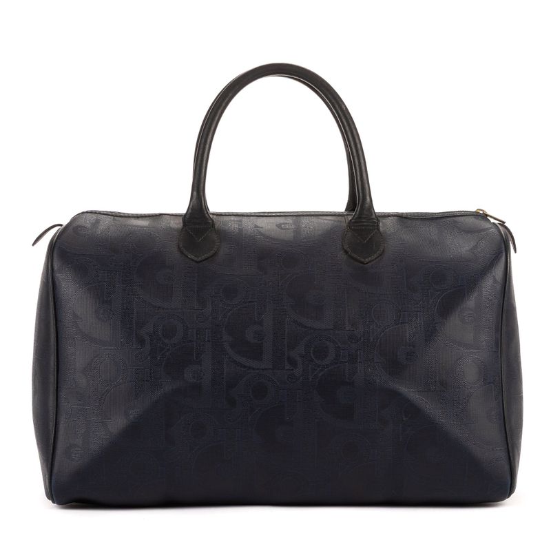 Dior Vintage Travel Boston Navy Maxi Trotter Pattern Canvas AB