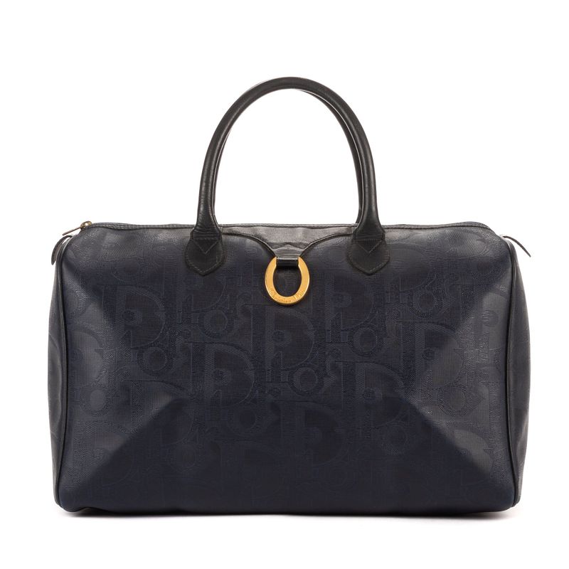 Dior Vintage Travel Boston Navy Maxi Trotter Pattern Canvas AB