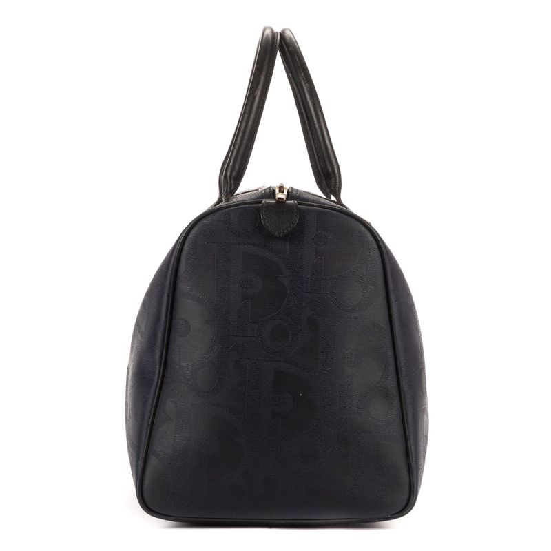 Dior Vintage Travel Boston Navy Maxi Trotter Pattern Canvas AB