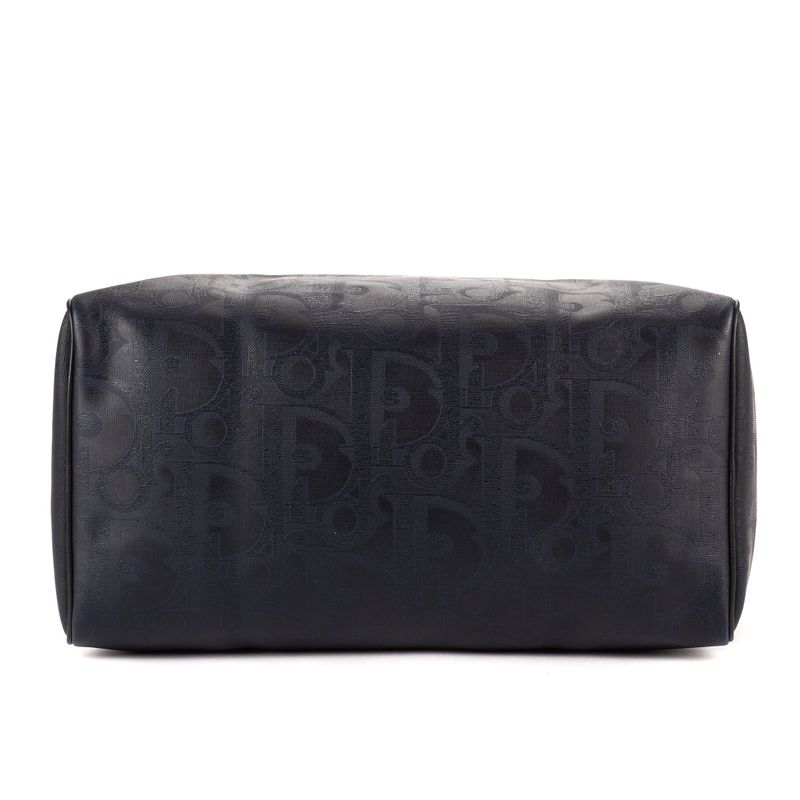 Dior Vintage Travel Boston Navy Maxi Trotter Pattern Canvas AB