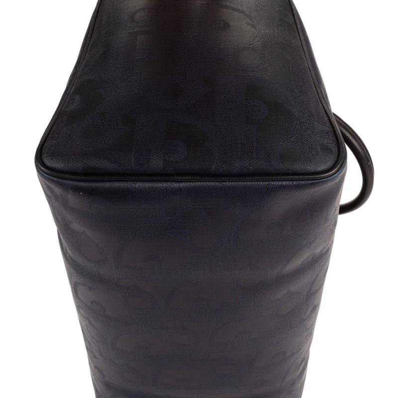 Dior Vintage Travel Boston Navy Maxi Trotter Pattern Canvas AB