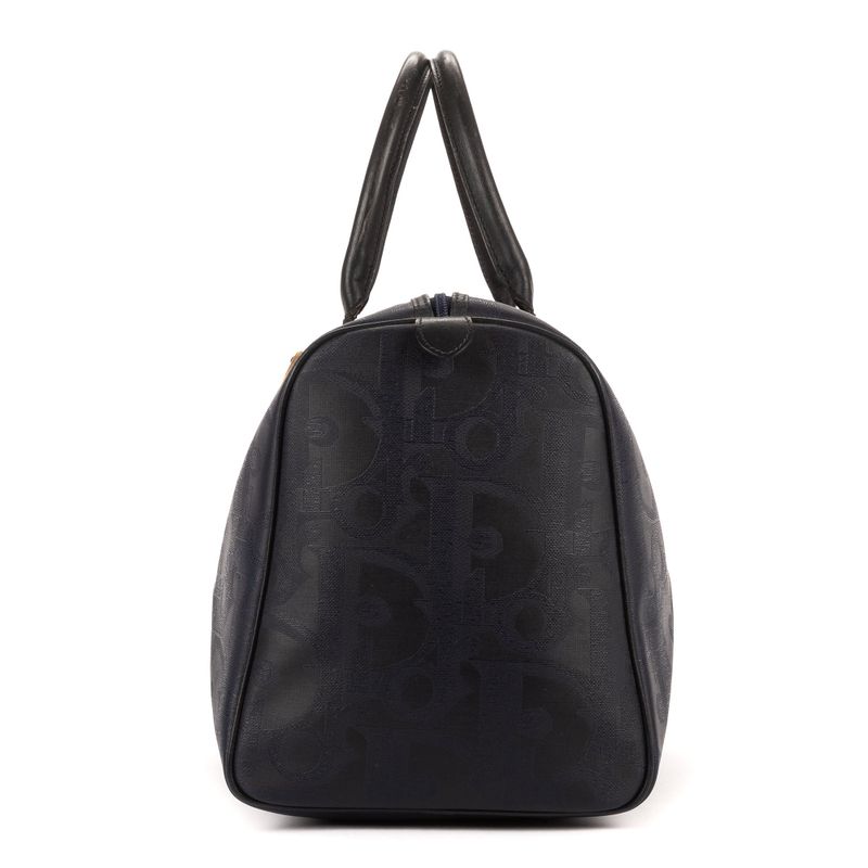 Dior Vintage Travel Boston Navy Maxi Trotter Pattern Canvas AB
