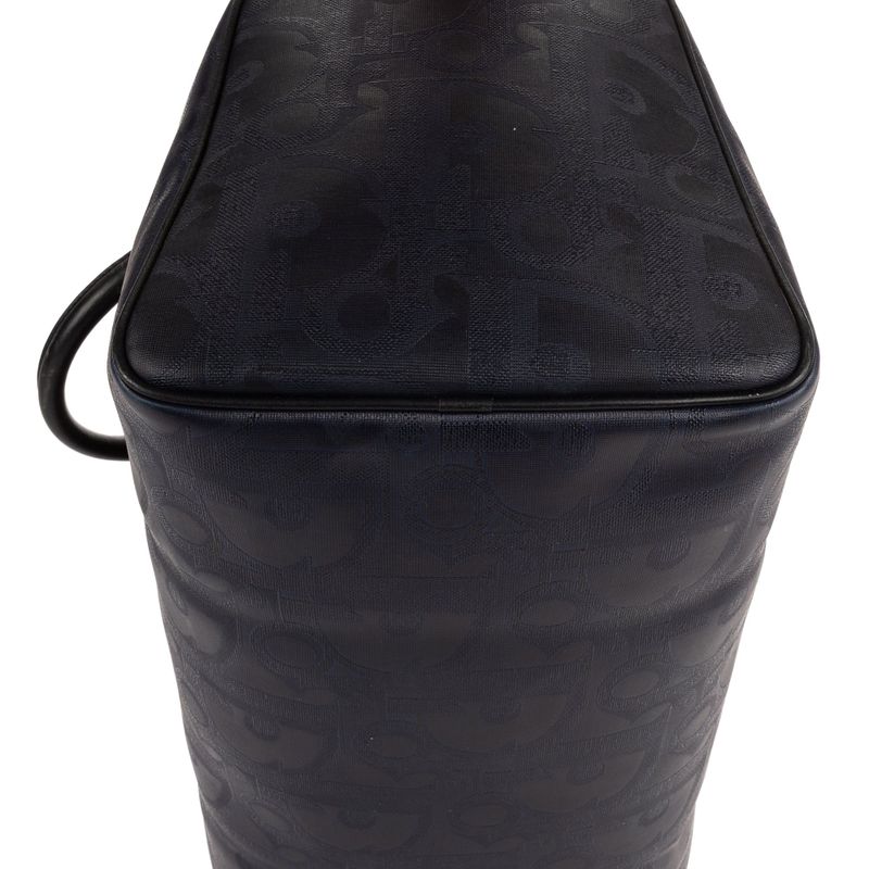 Dior Vintage Travel Boston Navy Maxi Trotter Pattern Canvas AB