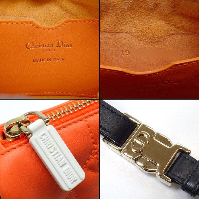 Dior Shoulder Bag Vive Micro Hobo Orange Cannage Lambskin Gold