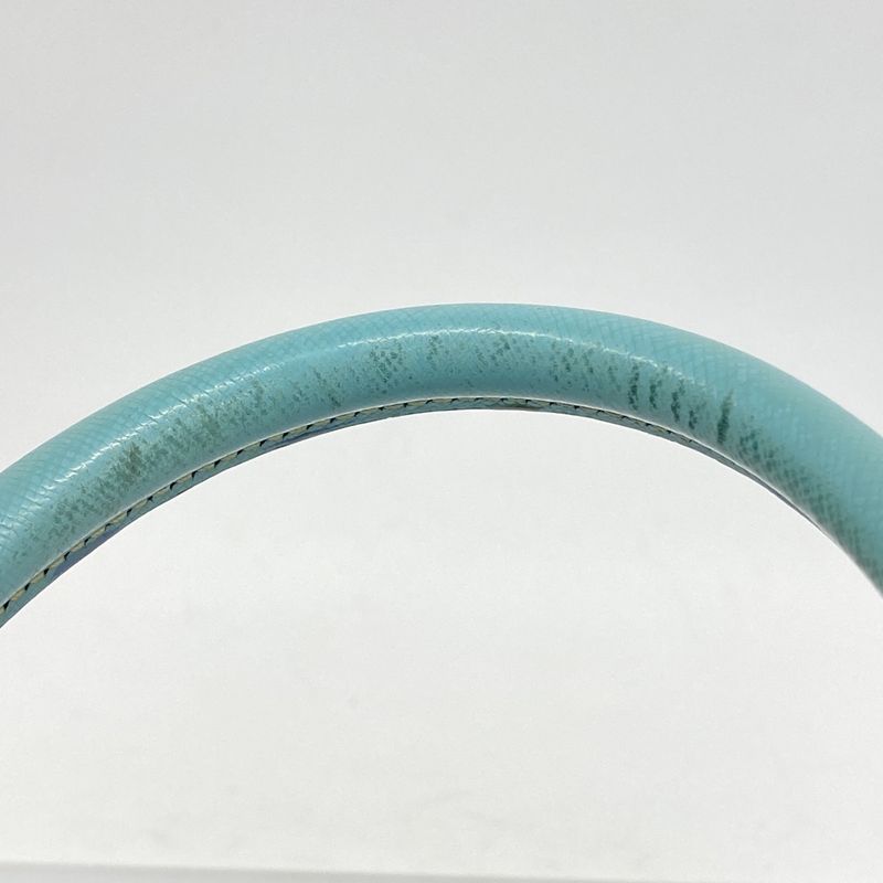 Prada Handbag Saffiano Leather Light Blue Gold 2-Way Bag