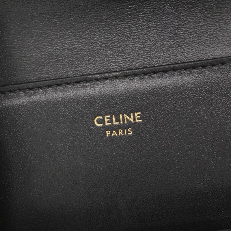 Celine Trifold Wallet Triomphe Leather Black Gold