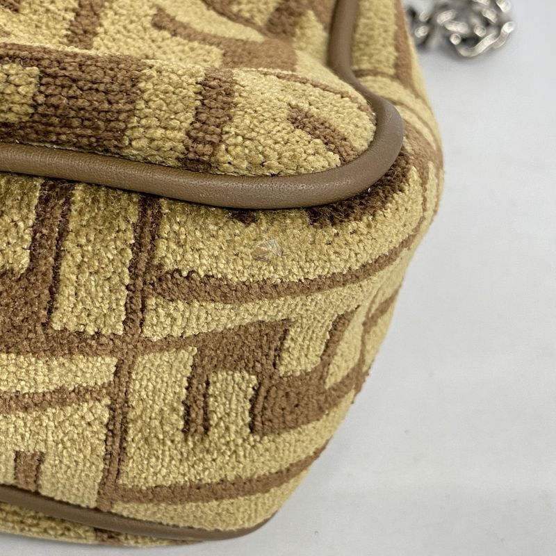Fendi Shoulder Bag Zucca Chenille Brown Silver